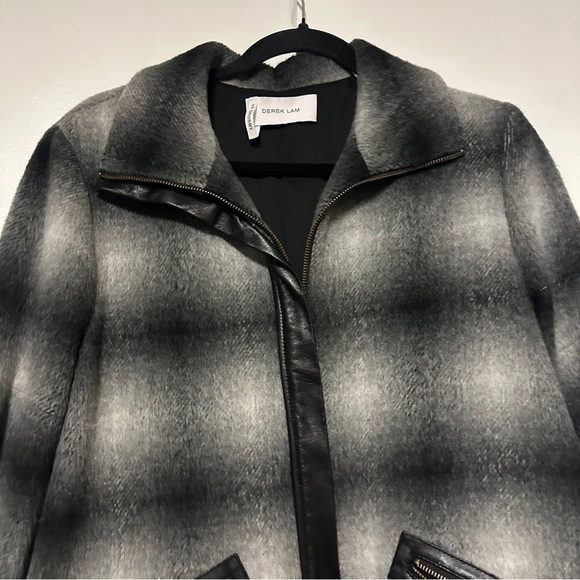 Derek Lam 10 Crosby Women’s plaid check lambskin trim Jacket Size 2 - Picture 3 of 11